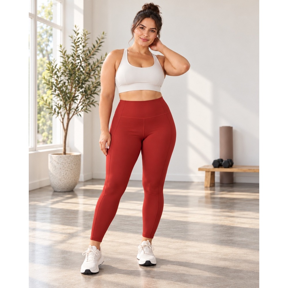 Girlfriend Collective Compressive High-Rise Leggings Clay Red Size L NEW
